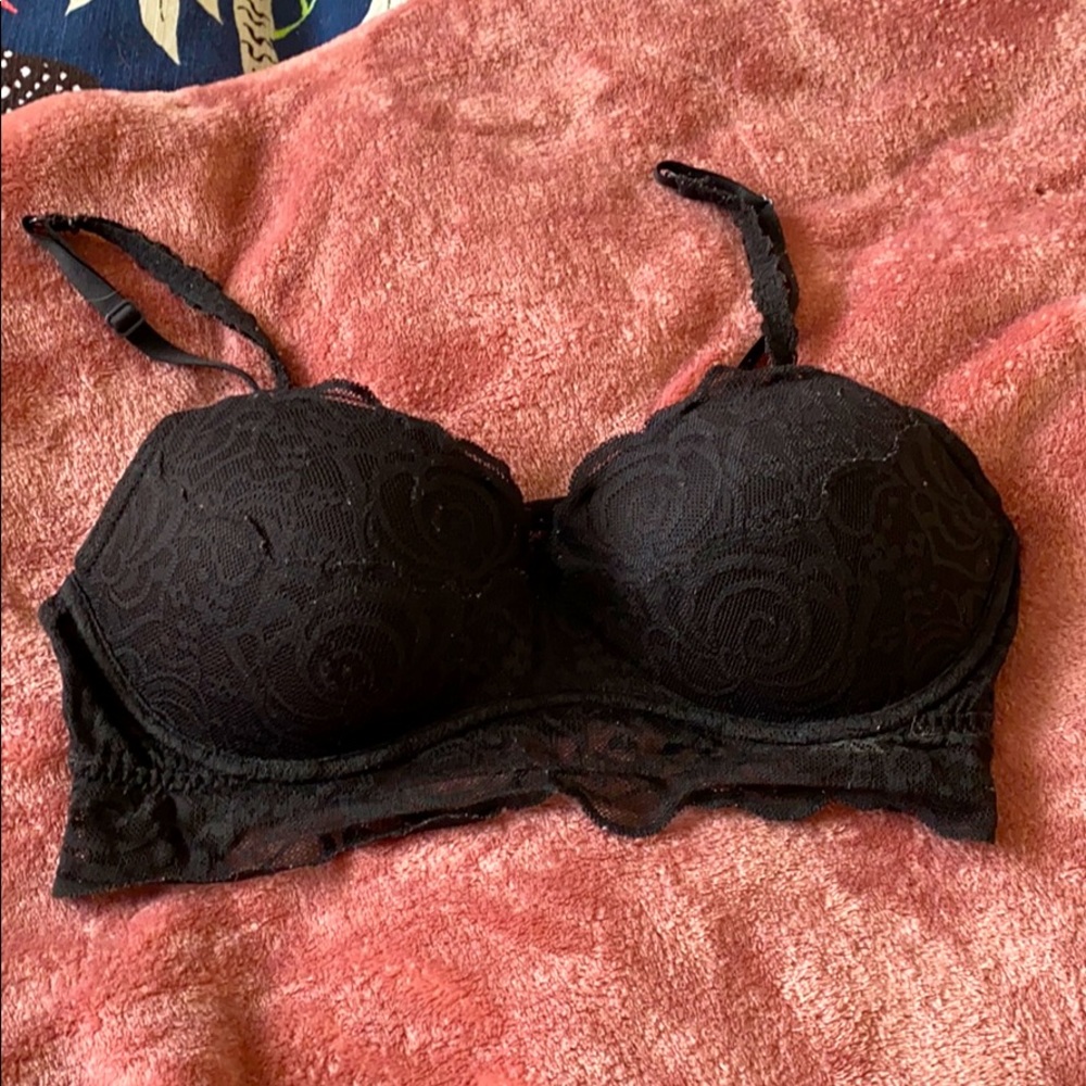 Black push up padded lace Bralette medium